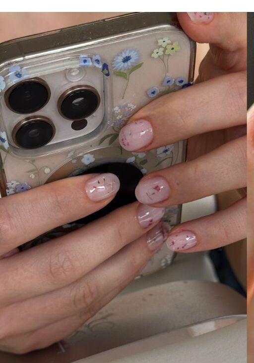 Delicate floral accent nail art